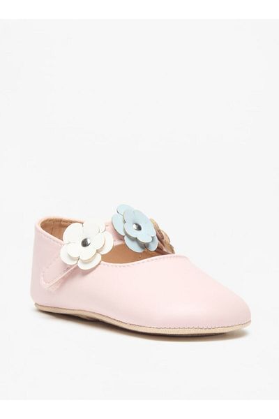 Barefeet Barfeet Floral Accent Booties with Hook and Loop Closure