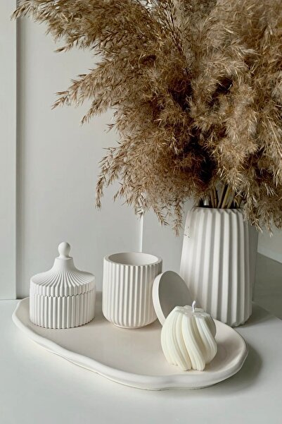 Mandalin Art Studio طقم ديكور مكون من 4 قطع| صندوق مكون من قطعتين، طبق بيضاوي...