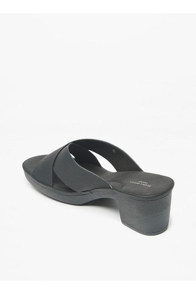 Flora Bella by Shoexpress Textured Slip-On Cross Strap Sandals with Block Heels