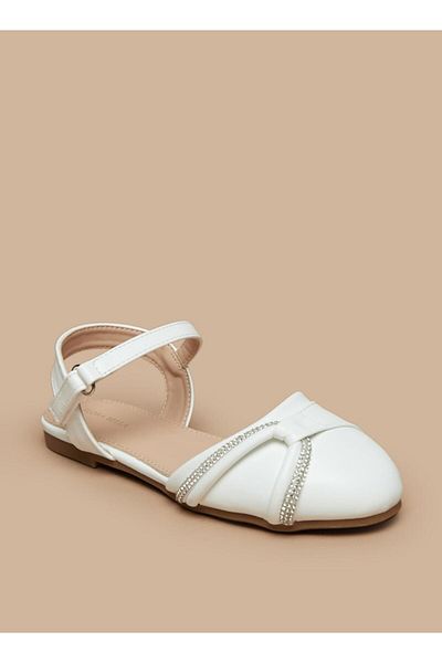 Flora Bella by Shoexpress Embellished Ankle Strap Ballerinas with Hook and Loop Closure