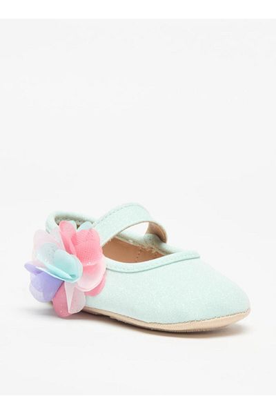 Barefeet Floral Trim Booties with Hook and Loop Closure