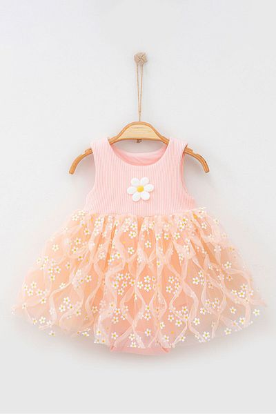 Beniizle Daisy Printed Bodysuit Dress - Tulle and Snap Fastener (100% Cotton)