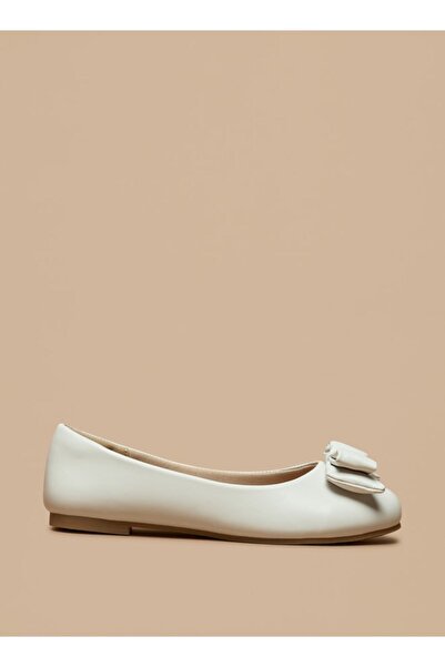 Little Missy Solid Slip-On Round Toe Ballerina with Bow Detail