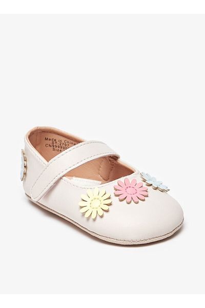 Barefeet Floral Applique Booties with Hook and Loop Closure