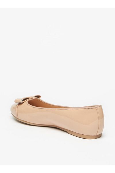 Celeste Women's Solid Slip-On Pointed Toe Ballerina Shoes with Bow Detail