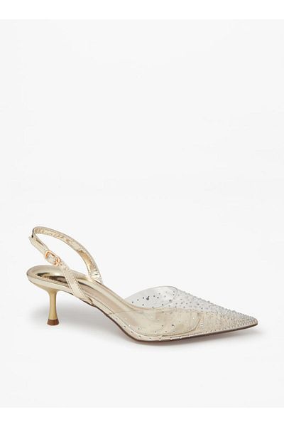 Flora Bella by Shoexpress Embellished Pumps with Flared Heels and Buckle Closure