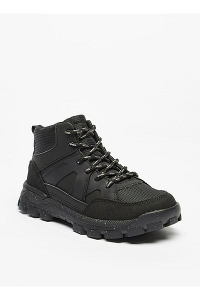 Mister Duchini Boys' Textured High-Cut Boots with Zip Closure