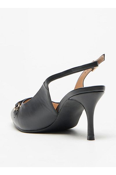 Flora Bella by Shoexpress Logo Accent Pointed Toe Slingback Shoes with Stiletto Heel