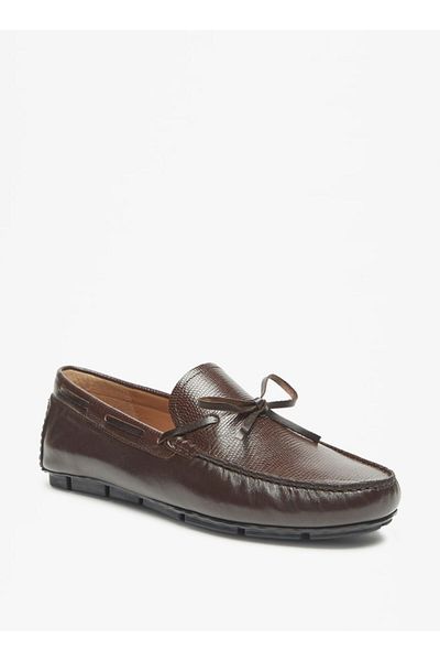 LBL by Shoexpress Textured Slip-On Moccasins with Bow Detail