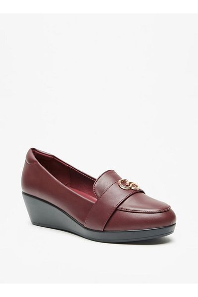 Celeste Women's Metal Accented Slip-On Loafers with Wedge Heels