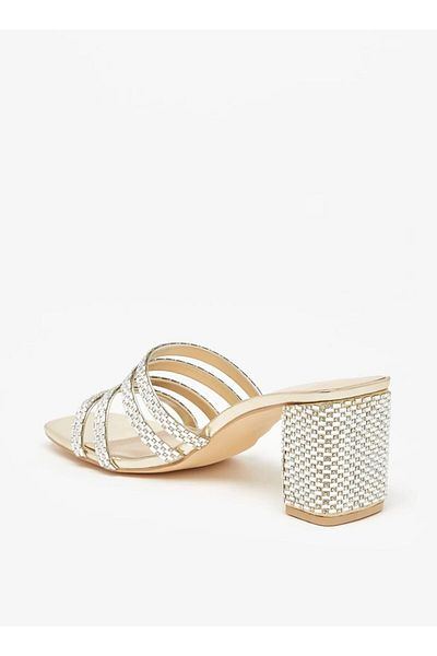 Flora Bella by Shoexpress Embellished Slip-On Sandals with Block Heels