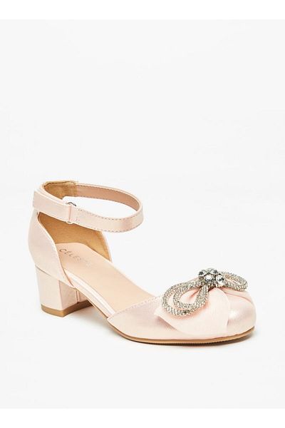 Celeste Girls' Bow Accented Block Heeled Ballerina Shoes