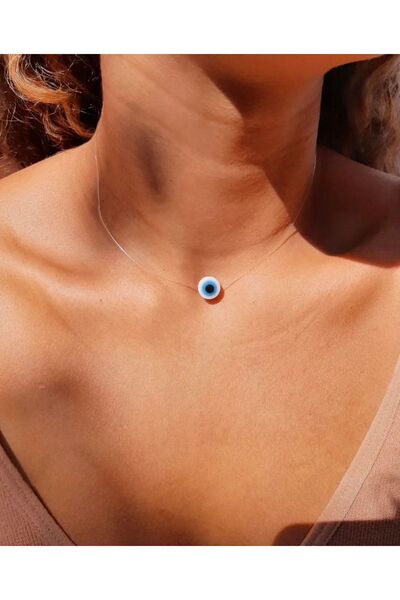 Atelier Çağla Ghost Transparent Chain Glass Evil Eye Beaded Necklace