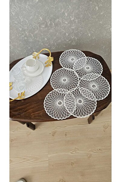 ZESA HOME 6-Piece Coffee Color Stylish Napkins - Guipure Tulle Side Presentation Napkin