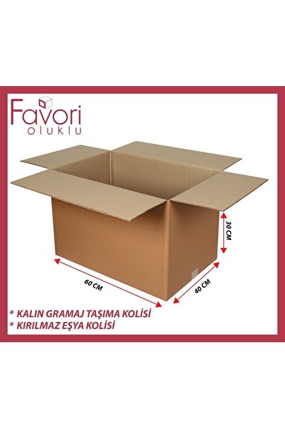 FavorinBurada 60x40x30 Kalın Gramajlı Taşıma Kolisi 5 Adet