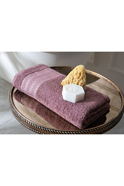 Home Sweet Home ŞERİT DESEN BORDÜRLÜ HAVLU LİLA 70X140 CM
