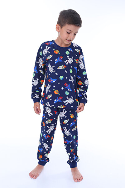 ZUZUNGA Astronot Temalı Pamuk Unisex Çocuk Pijama Takımı