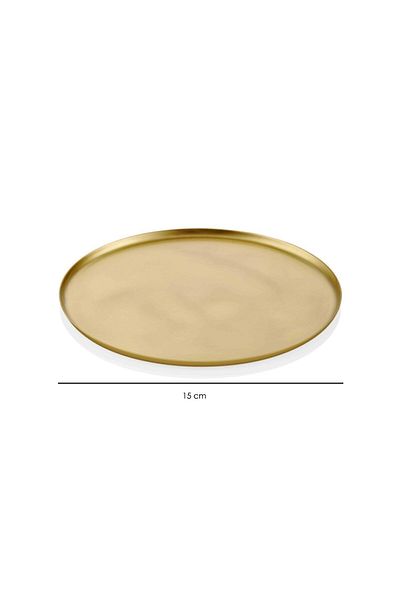 LUKREA Brass Handmade Serving Tray Plain Round Serving Tray 15 Cm London Small Size