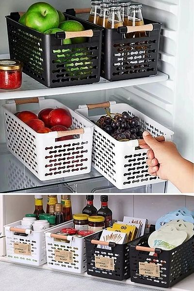 Ecolux 10 Pieces Multi-Purpose Organizer Basket with Handles - Closet Interior & Drawer Organizer Basket - BLACK