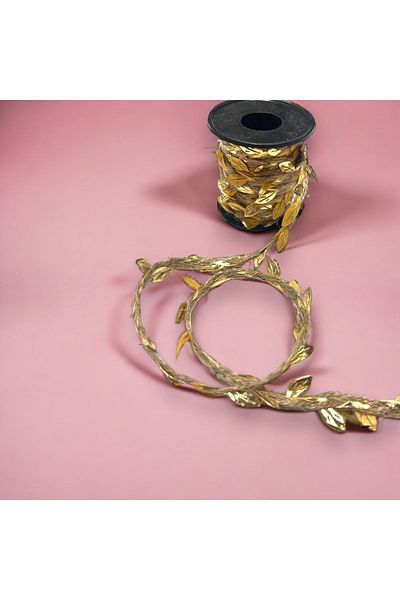 BukiroAtelier Πλεκτή κορδέλα από φύλλα γιούτας Ψάθινη κορδέλα με φύλλα Φυλλωτό σχοινί Διακοσμητική κορδέλα Κορδέλα γιούτας 2 μέτρα
