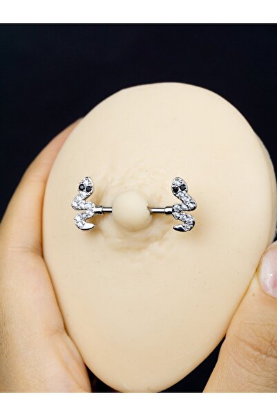 MORNEVA Yılan Meme Ucu Nipple Piercingi 1.6mm Bar 1 Adet