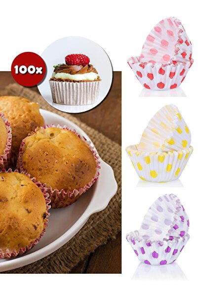 ARVALE 100'lü 6.5 Cm Muffin Browni Cupcake Kağıdı Kek Kalıbı Desenli