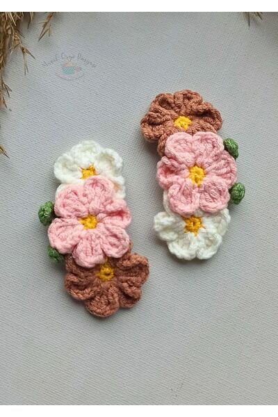 Masal Örgü Dünyası Snap-On Daisy Hairpin with 3 Objects - Niche Hair Accessor...