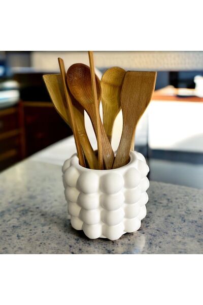 Miya Art Studio Buble Tezgah Üstü Dik Kaşıklık Beyaz