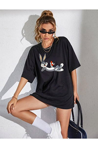 oneagılyazı BUGS BUNNY TASARIM  Baskılı Oversize   T-shirt Tişört 1