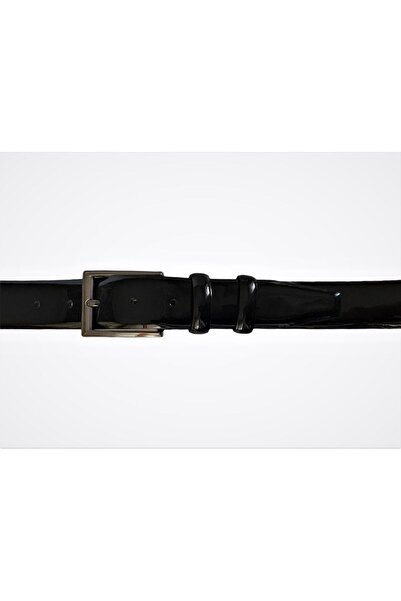 GoDeri Hakiki Deri Siyah Rugan Klasik Kumaş Pantolon Kemeri 3.5 Cm=dk-0030