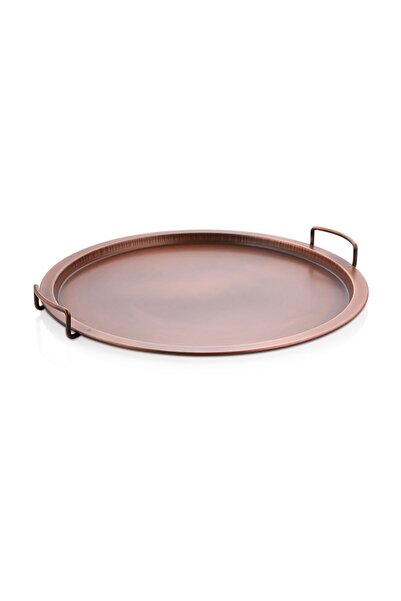LUCKYHOMES Vintage 3-Piece Copper Round Presentation and Breakfast Tray - Decorative Home Tableware Kitchen