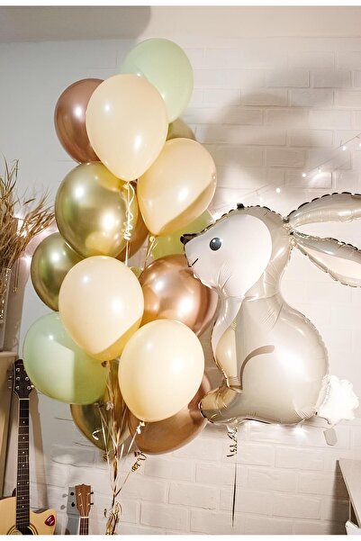 Parti Station Woodland Tavşan Balon Set Tavşan Konsept Balon Buketi Doğum Günü Balon Set