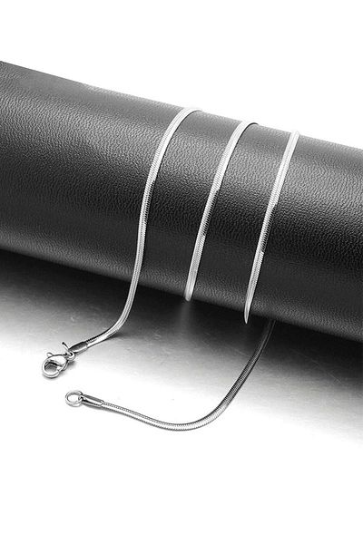 Santalio Flat Snake Snake Model Chain Stainless Men's Steel Necklace 2mm