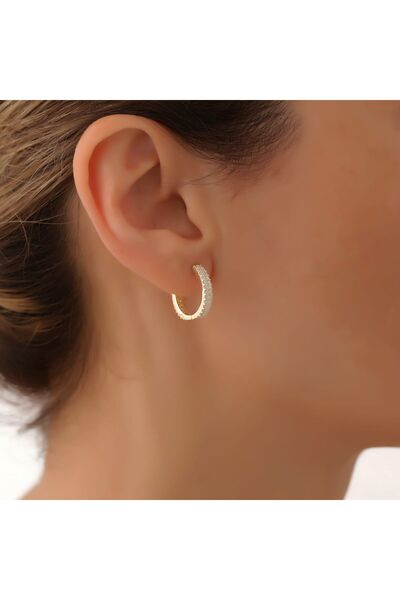 passion silver Çift Sıra Tamtur Küpe 17mm Gold Kaplama Kadın