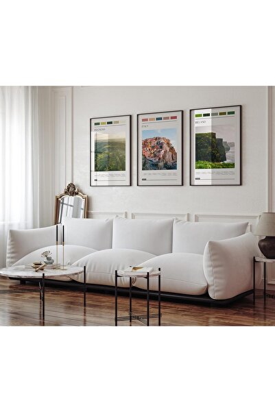 Linacci Тройна черна тънка метална рамка Summer Fresh Italy комплект стъклени картини