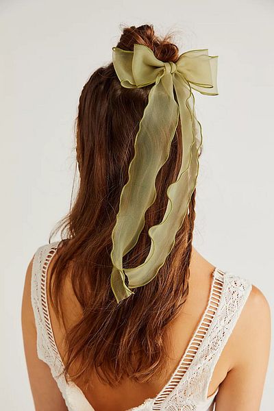 Atılgan Grp Green Long Tulle Bow Automatic Buckle