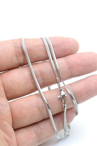 Santalio Flat Snake Snake Model Chain Stainless Men's Steel Necklace 2mm