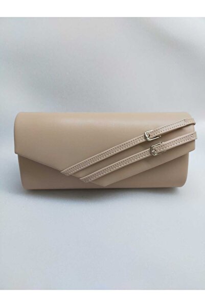 bsc Faux Leather Nickel Belt Buckle Evening Bag - Skin Skin