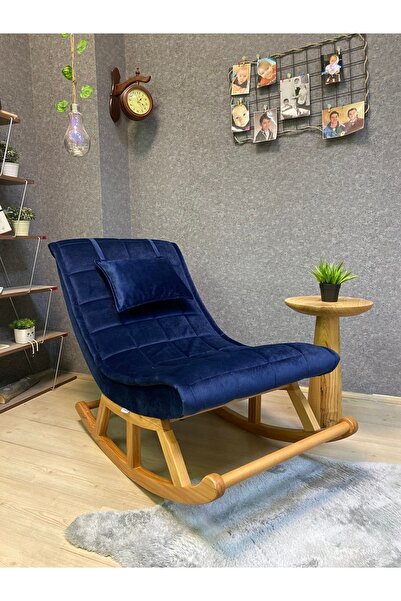 Asedia Miskin Naturel Lacivert Ahşap Sallanan Sandalye Dinlenme Emzirme Baba ...