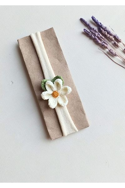 Masal Örgü Dünyası Lotus Flower Baby Bandana New Collection from Natural Strings