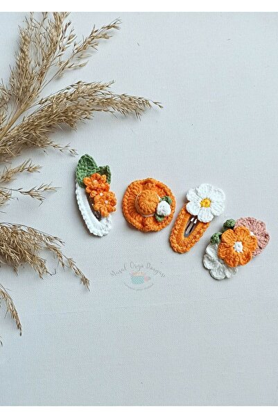 Masal Örgü Dünyası Seria Culorile Primăverii - Accesoriu pentru păr portocali...