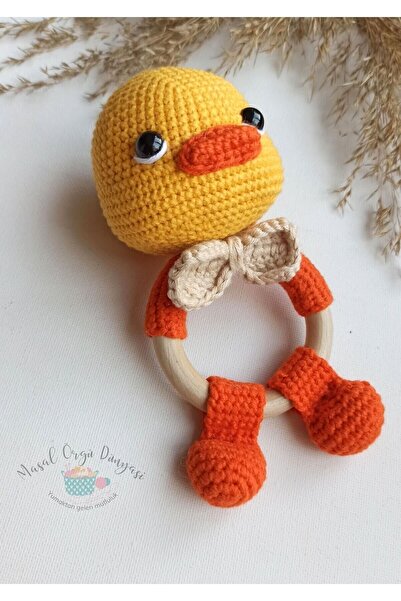 Masal Örgü Dünyası Ördek - Diş Kaşıyıcı & Çıngırak Antibakteriyel İplerden