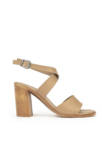 Ziya Genuine Leather Women's Heeled Sandals - 1411020 Z1708 Beige