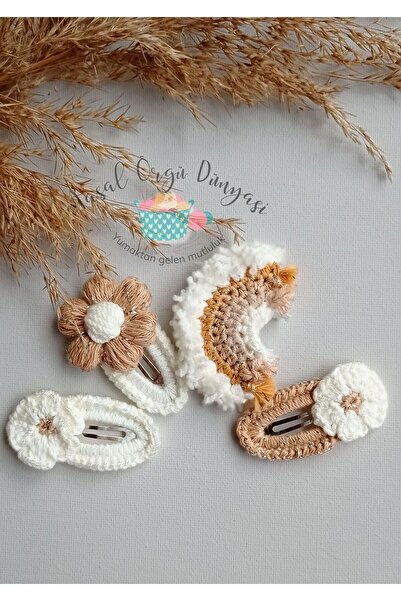 Masal Örgü Dünyası Special 4-Piece Niche Hair Accessory Hairpin - Soft Colors