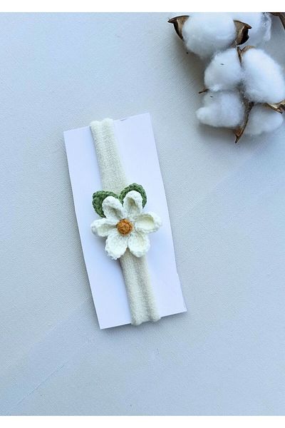 Masal Örgü Dünyası Lotus Flower Baby Bandana New Collection from Natural Strings