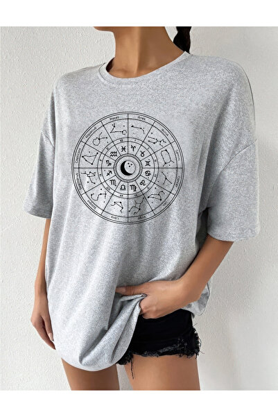 oneagılyazı تي شيرت مطبوع عليه علم التنجيم مقاس كبير
