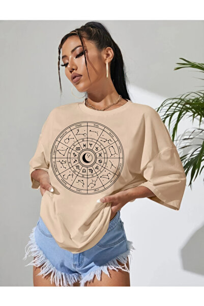 oneagılyazı Астрологична тениска с голям размер с мотив на зодия