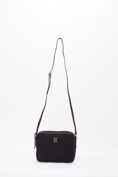 Pierre Cardin Chain Canvas Black Women's Shoulder Bag 05PO22K1802