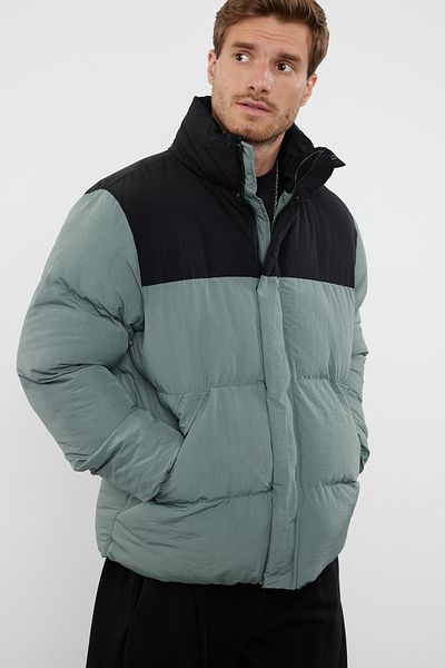 Trendyol Collection Mintfarbener Herren Wintermantel - Regular Fit, Stehkragen TMNAW25MO00006