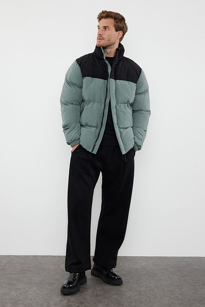 Trendyol Collection Mintfarbener Herren Wintermantel - Regular Fit, Stehkragen TMNAW25MO00006